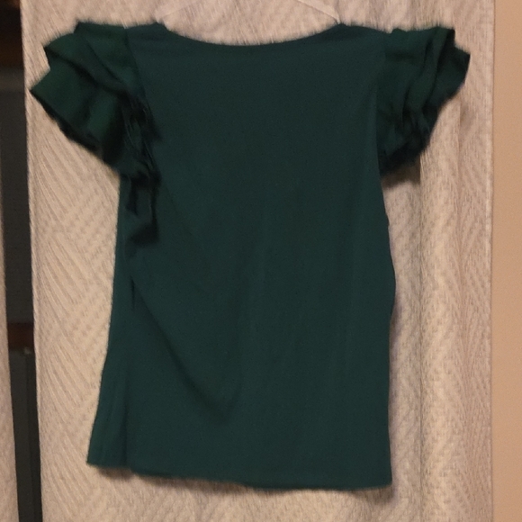 Chic Teal Ruffle Sleeve Blouse - Picture 3 of 4